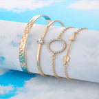 4 Piece Rhinestone Round Arrow Decorative Bracelet Set