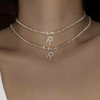 A-Z Letter Zircon Necklace, Silver & Gold