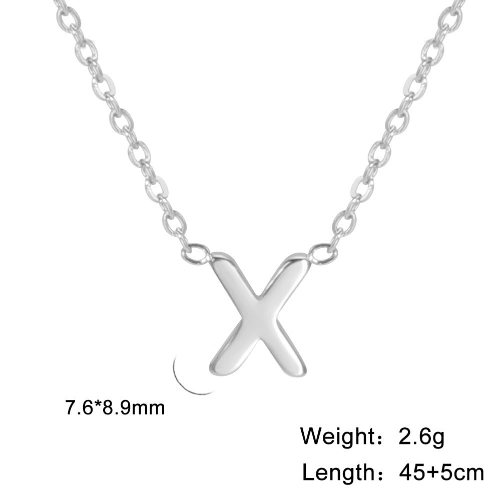26 English Letter Steel Color Necklace