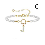 A-Z Letter Pendant Pearl Bracelet