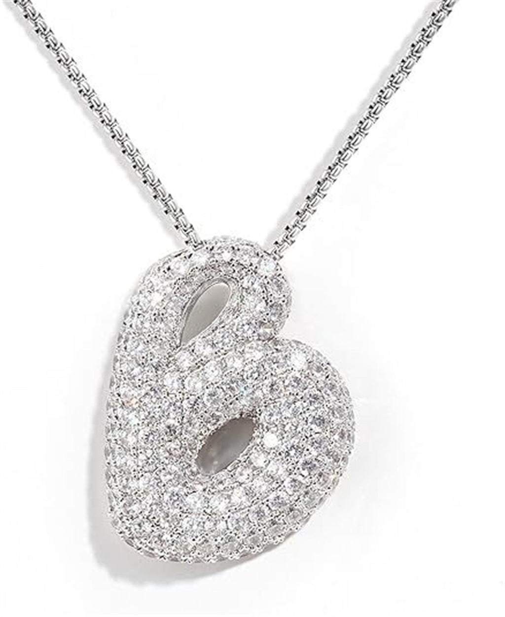 A-Z Zircon Balloon English Letter Necklace, Gold & Silver
