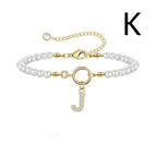A-Z Letter Pendant Pearl Bracelet