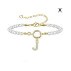 A-Z Letter Pendant Pearl Bracelet