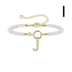 A-Z Letter Pendant Pearl Bracelet