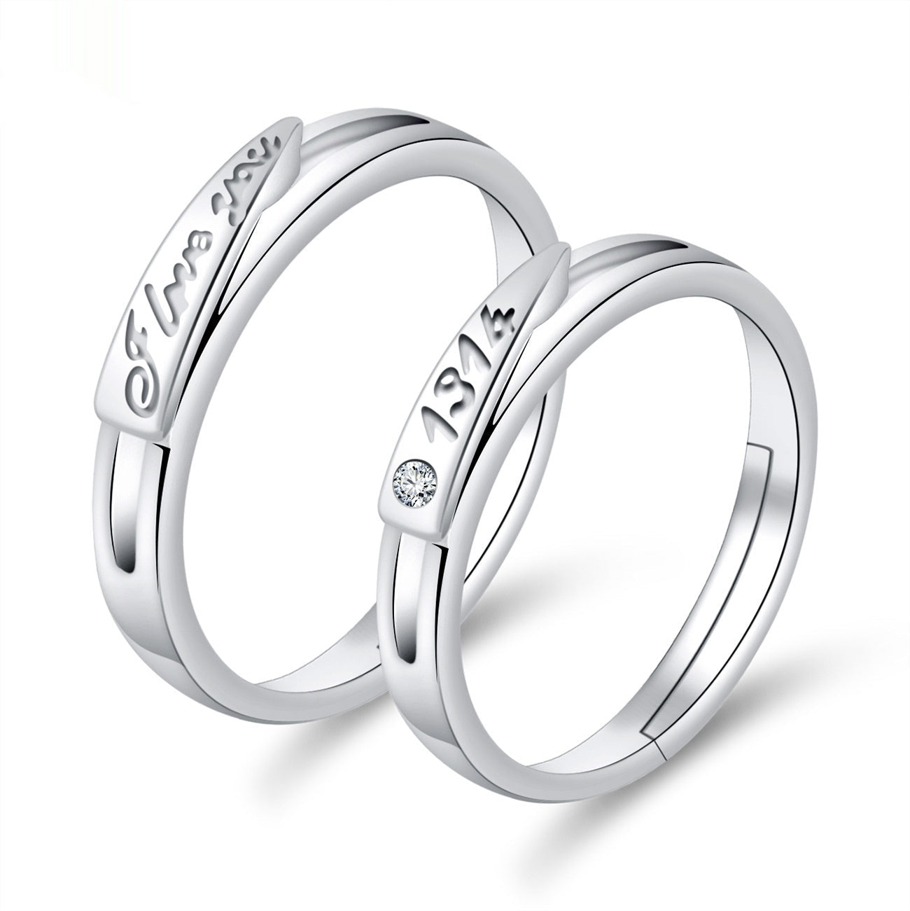 Moissanite Engagement Couple Rings