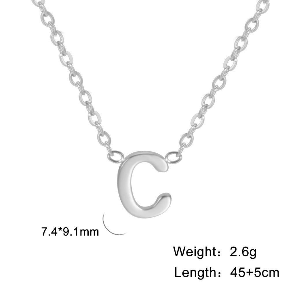 26 English Letter Steel Color Necklace