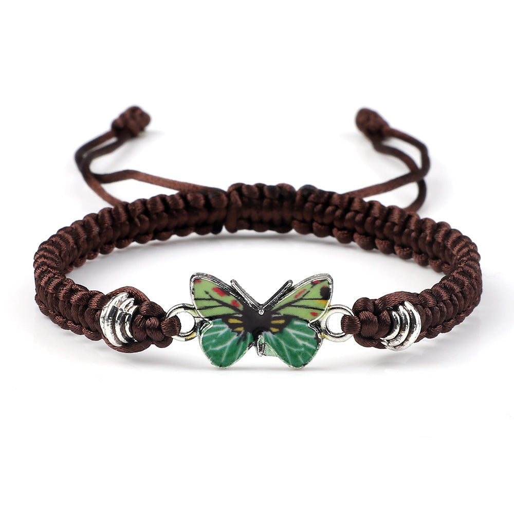 Adjustable Couple Butterfly Buckle Braided Bracelet