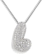 A-Z Zircon Balloon English Letter Necklace, Gold & Silver