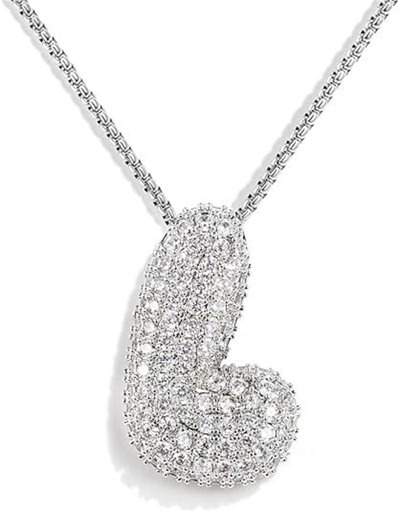 A-Z Zircon Balloon English Letter Necklace, Gold & Silver