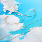 4 Piece Rhinestone Round Arrow Decorative Bracelet Set