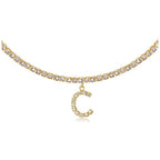 A-Z Letter Zircon Necklace, Silver & Gold
