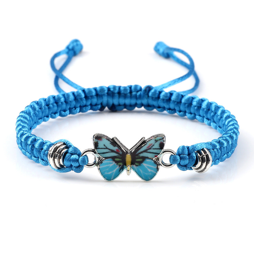 Adjustable Couple Butterfly Buckle Braided Bracelet