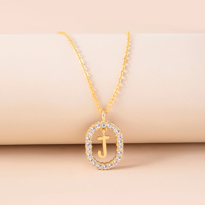 A, J, M, S Crystal Letter Necklace