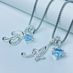 A-Z Alphabet Elegant Blue Heart Necklace with Zircons