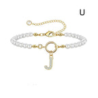 A-Z Letter Pendant Pearl Bracelet