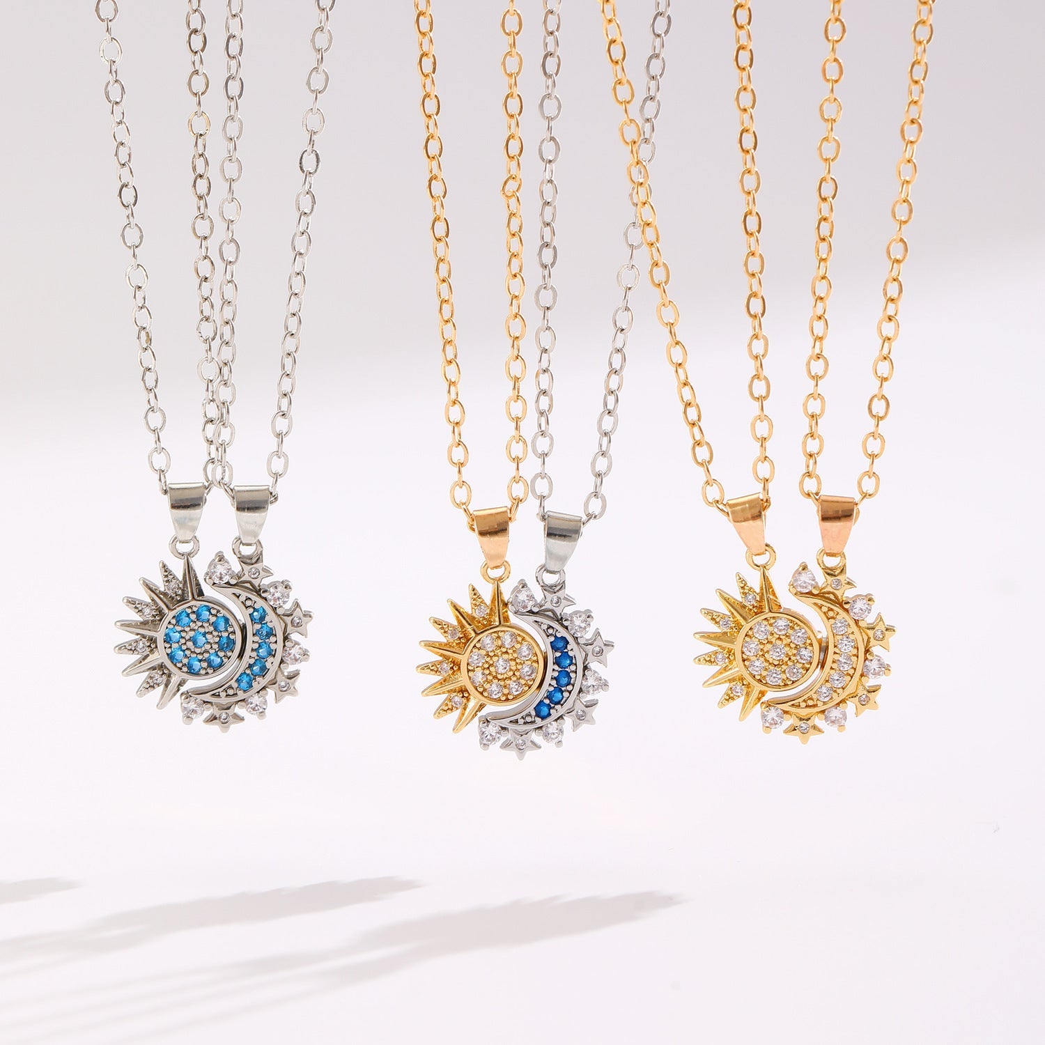 2pcs Sun and Moon Magnetic Couple Necklaces