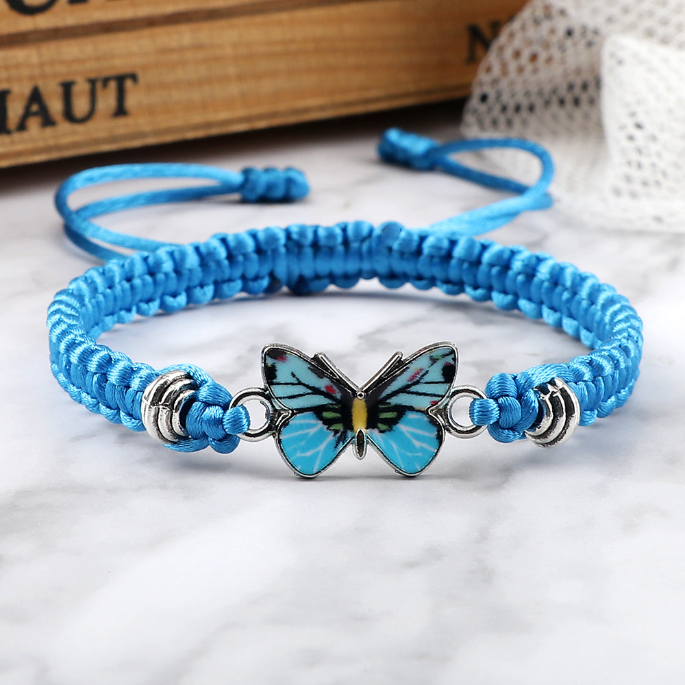 Adjustable Couple Butterfly Buckle Braided Bracelet
