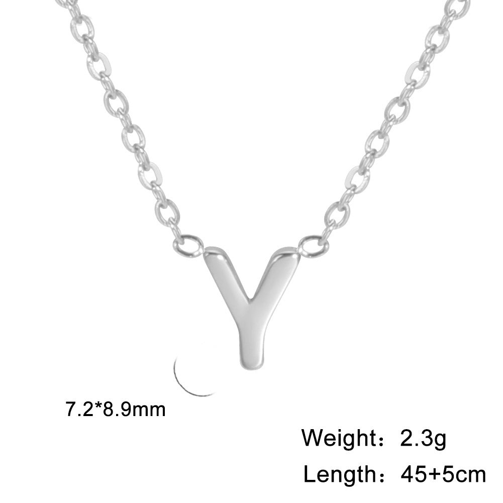 26 English Letter Steel Color Necklace