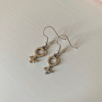 Silver plated gender sex symbol earrings