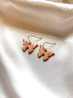 Colourful marble effect gold butterfly earrings
