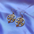 Red and yellow gold dragon dangle earrings