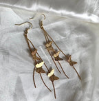 18k gold or silver plated butterfly chain trio earrings