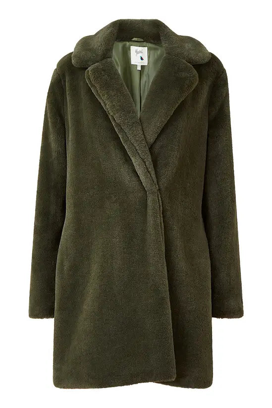 Manteau en fausse fourrure vert Yumi