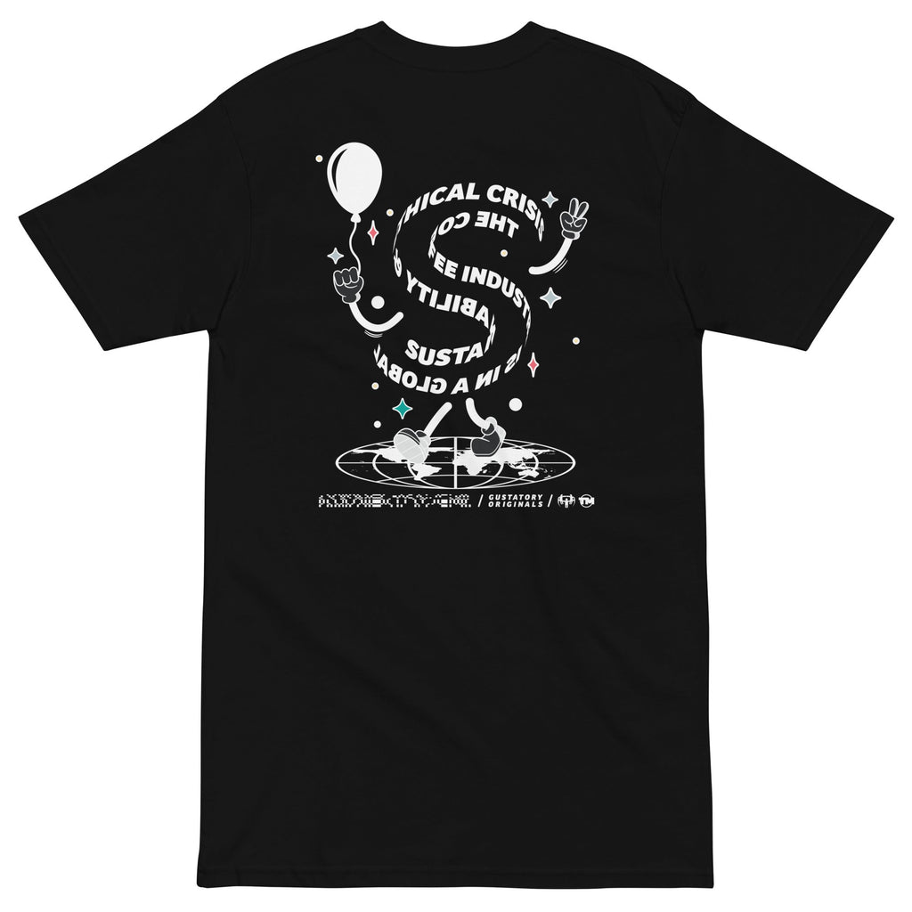 T-shirt brodé en coton épais GUSTATORY Originals Crise de la Durabilité