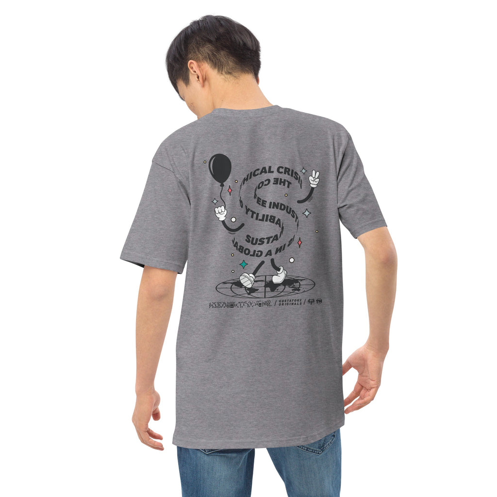 T-shirt brodé en coton épais GUSTATORY Originals Crise de la Durabilité