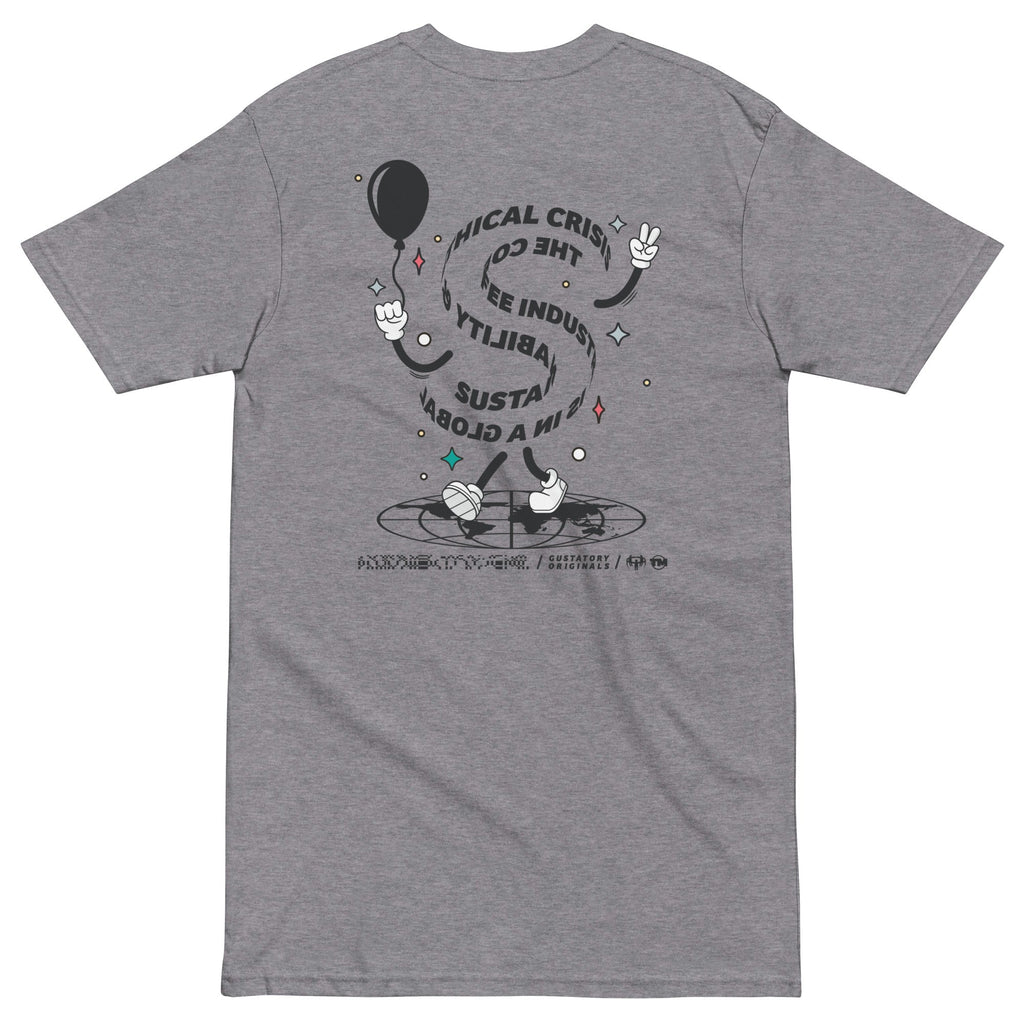 T-shirt brodé en coton épais GUSTATORY Originals Crise de la Durabilité