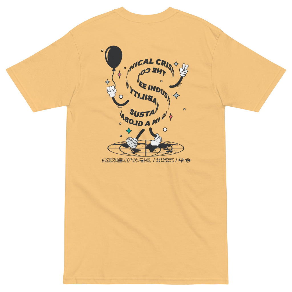T-shirt brodé en coton épais GUSTATORY Originals Crise de la Durabilité