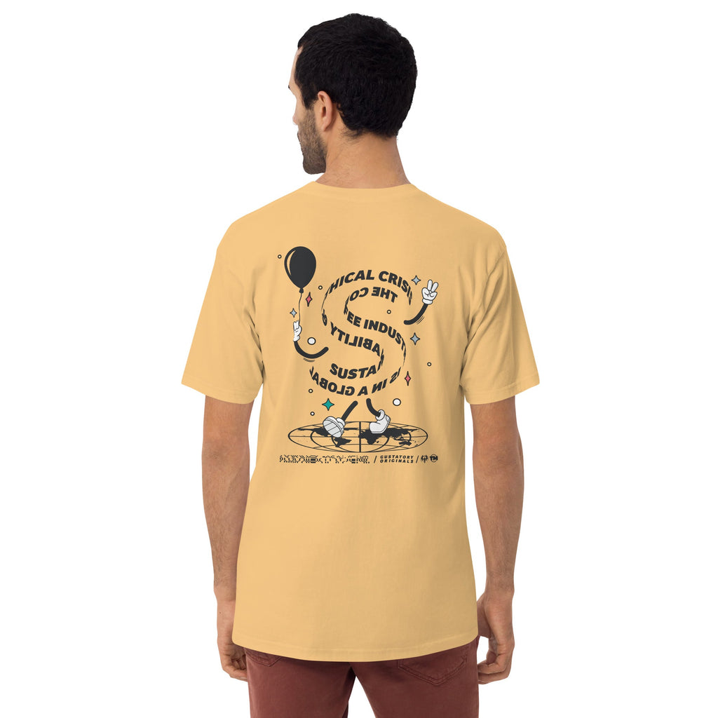 T-shirt brodé en coton épais GUSTATORY Originals Crise de la Durabilité