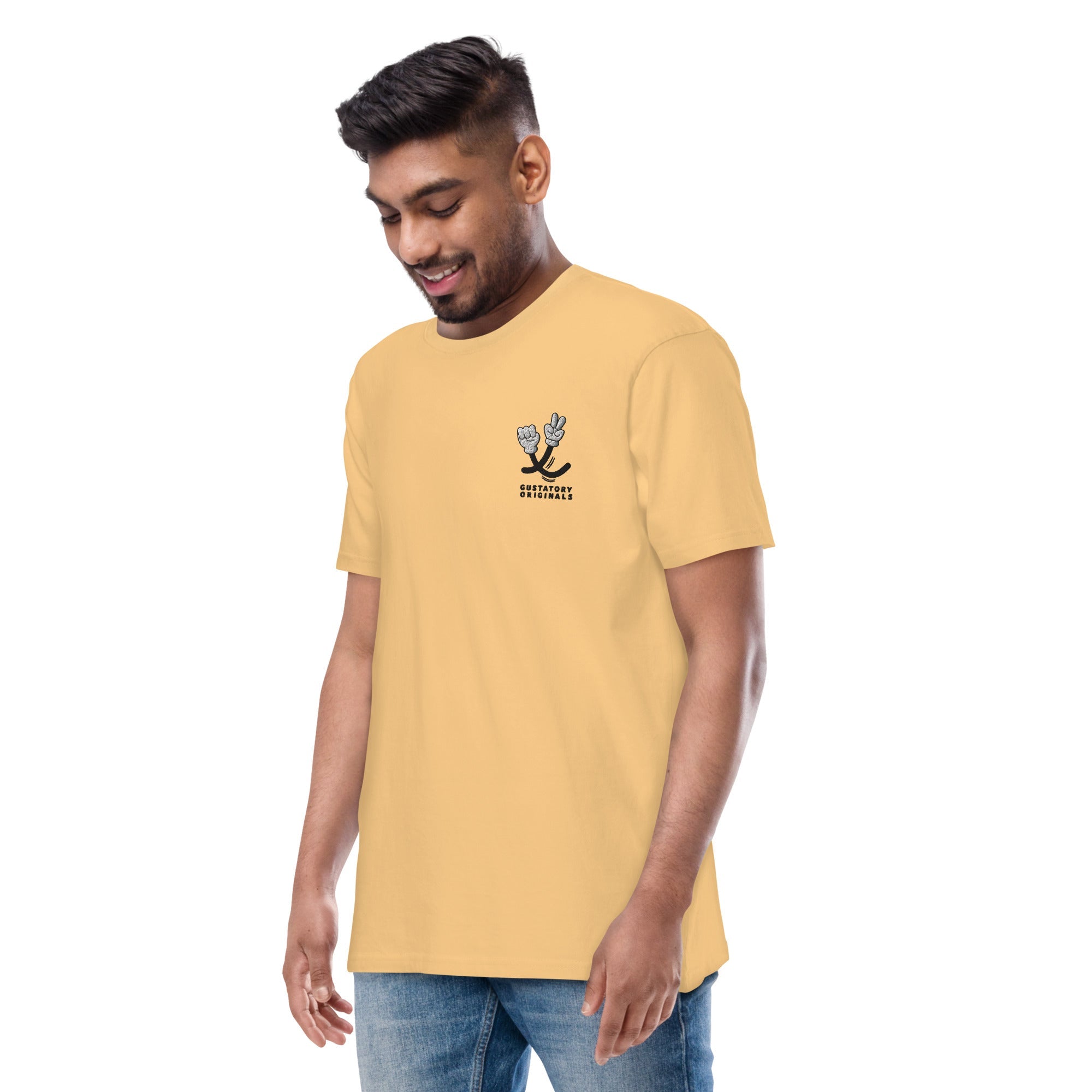 T-shirt brodé en coton épais GUSTATORY Originals Crise de la Durabilité