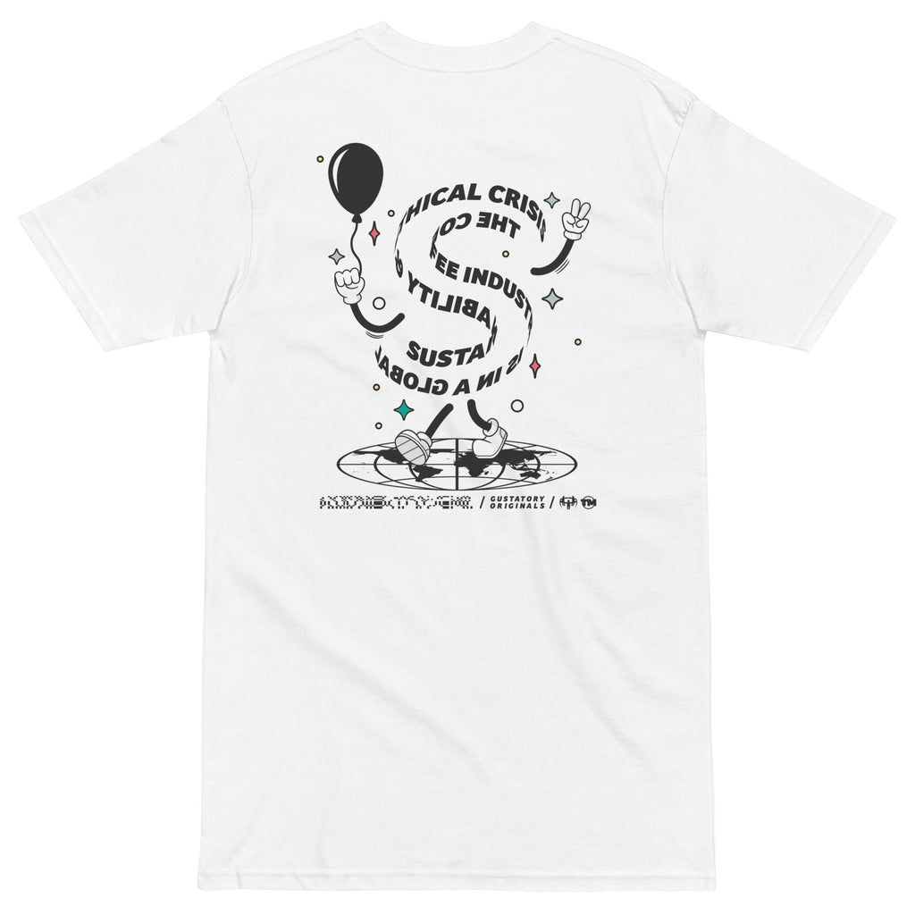 T-shirt brodé en coton épais GUSTATORY Originals Crise de la Durabilité