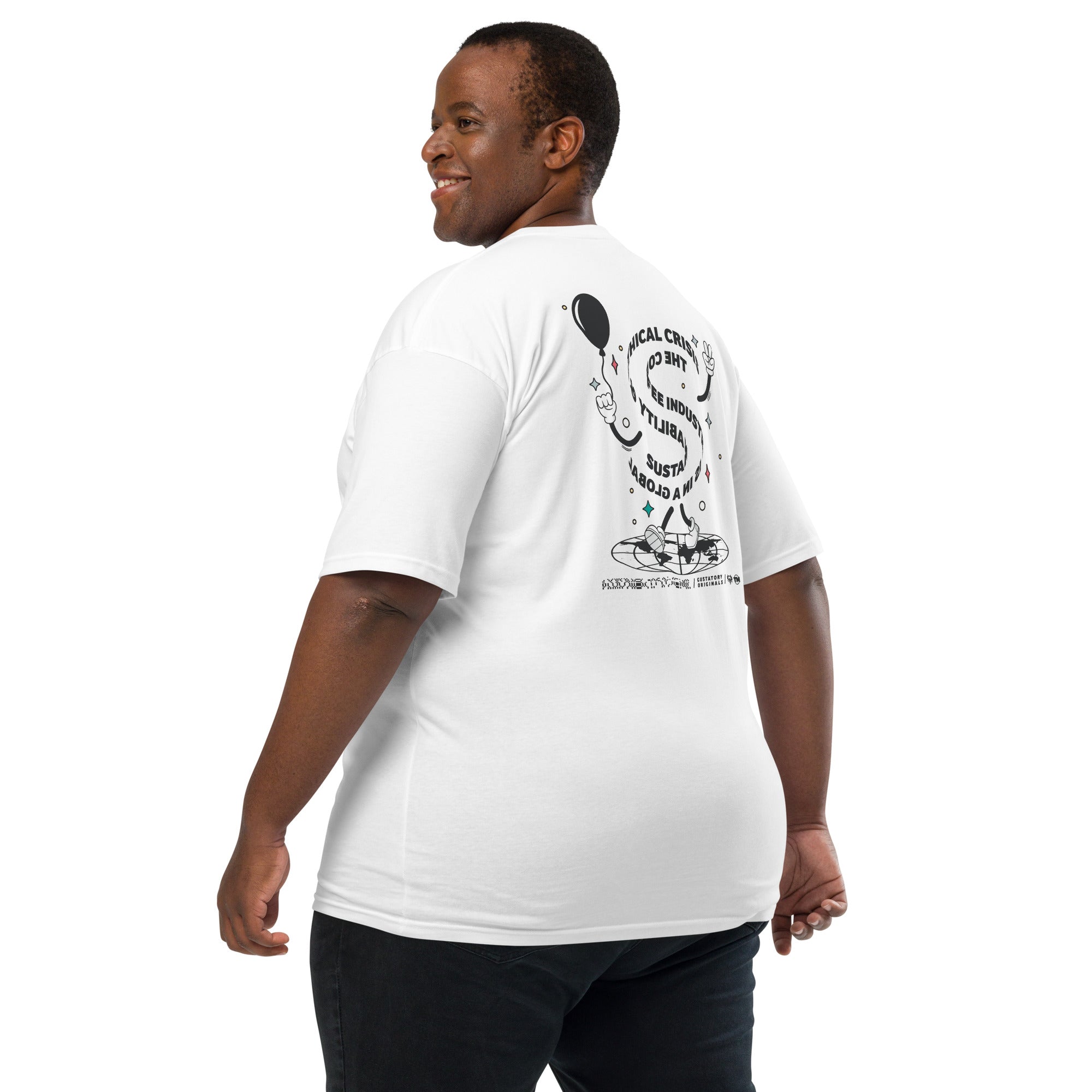 T-shirt brodé en coton épais GUSTATORY Originals Crise de la Durabilité