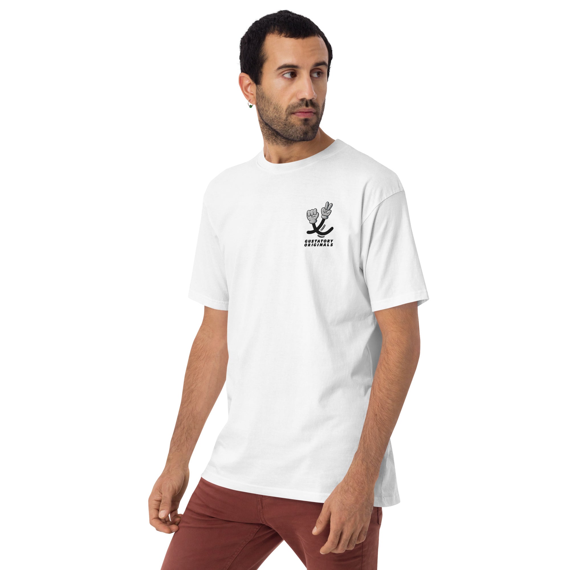 T-shirt brodé en coton épais GUSTATORY Originals Crise de la Durabilité