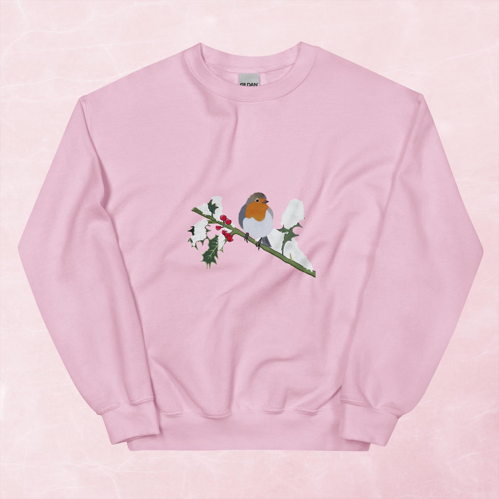 Cute hand illustrated Christmas robin bird unisex graphic sweatshirt jumper
