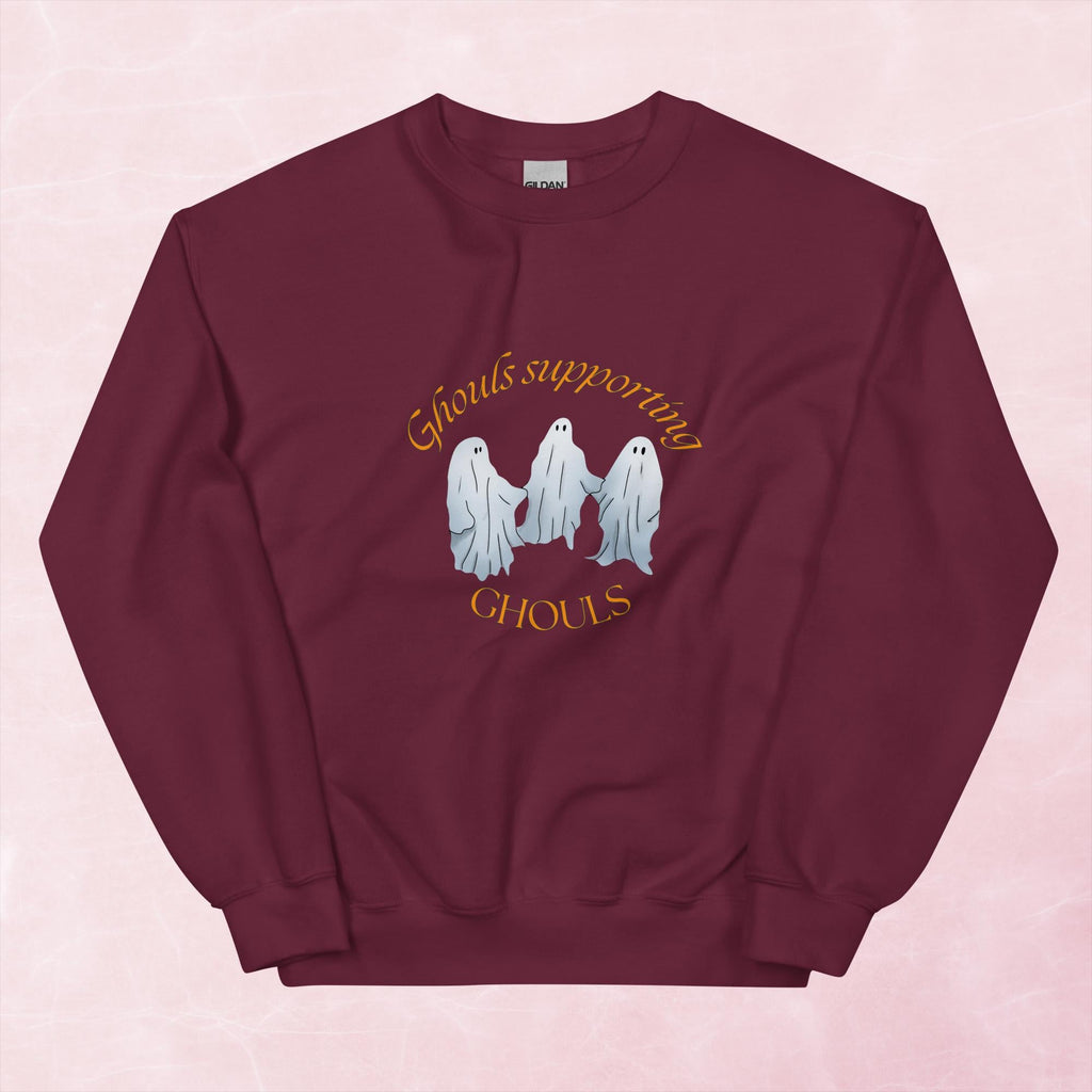 Cool quirky ghouls supporting ghouls ghost hand illustrated graphic unisex sweatshirt