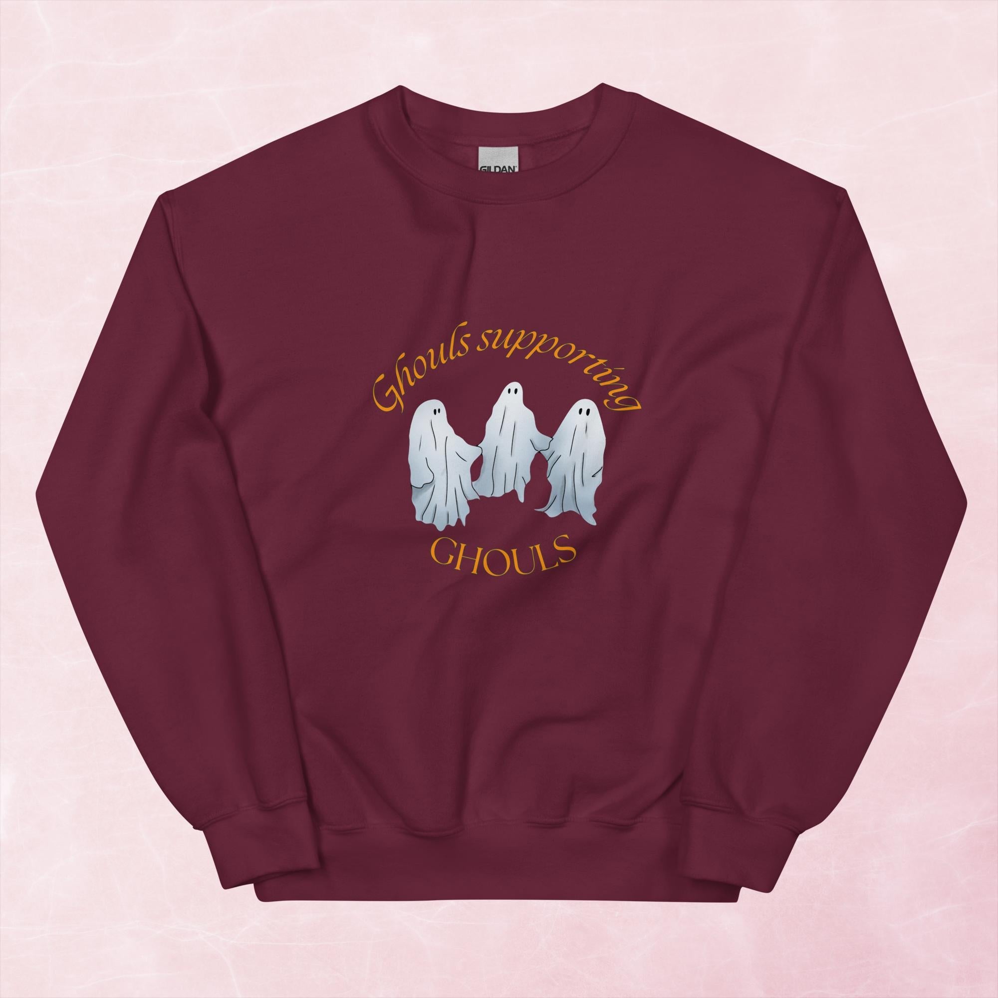 Cool quirky ghouls supporting ghouls ghost hand illustrated graphic unisex sweatshirt