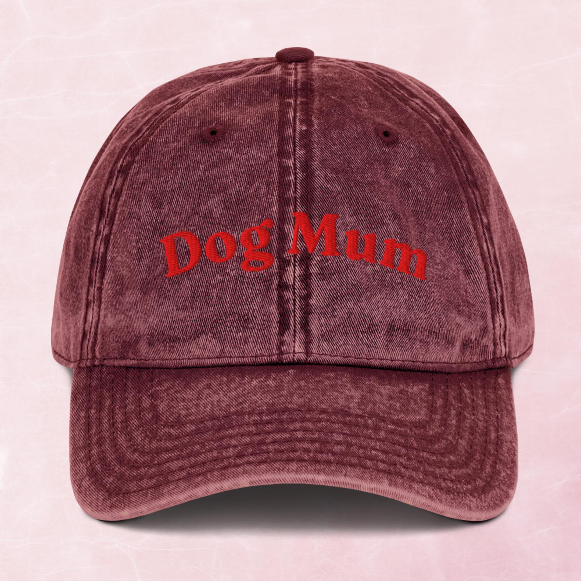 Cool quirky dog mum embroidered word Vintage effect Cotton Twill Cap
