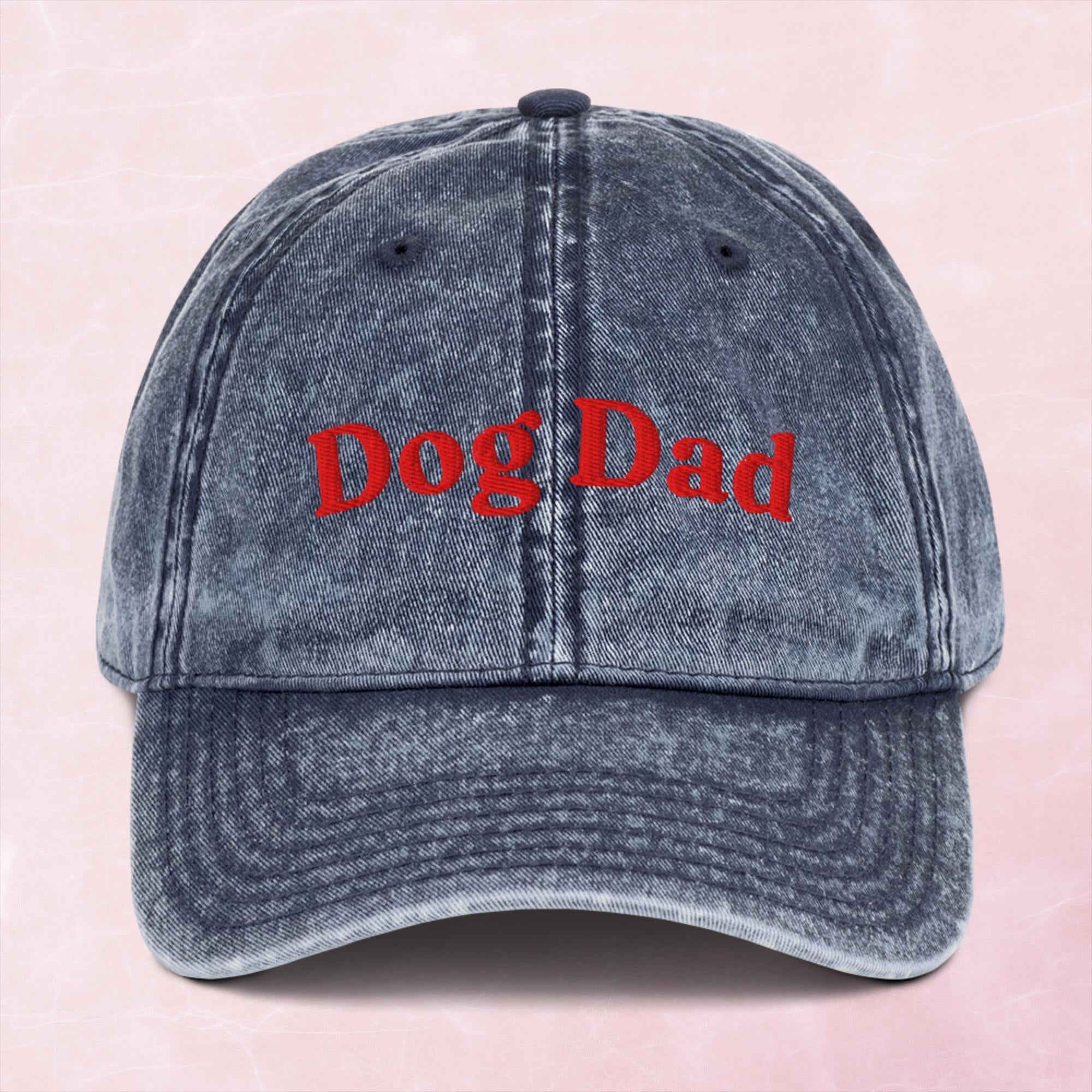 Cool quirky dog dad embroidered word Vintage effect Cotton Twill Cap