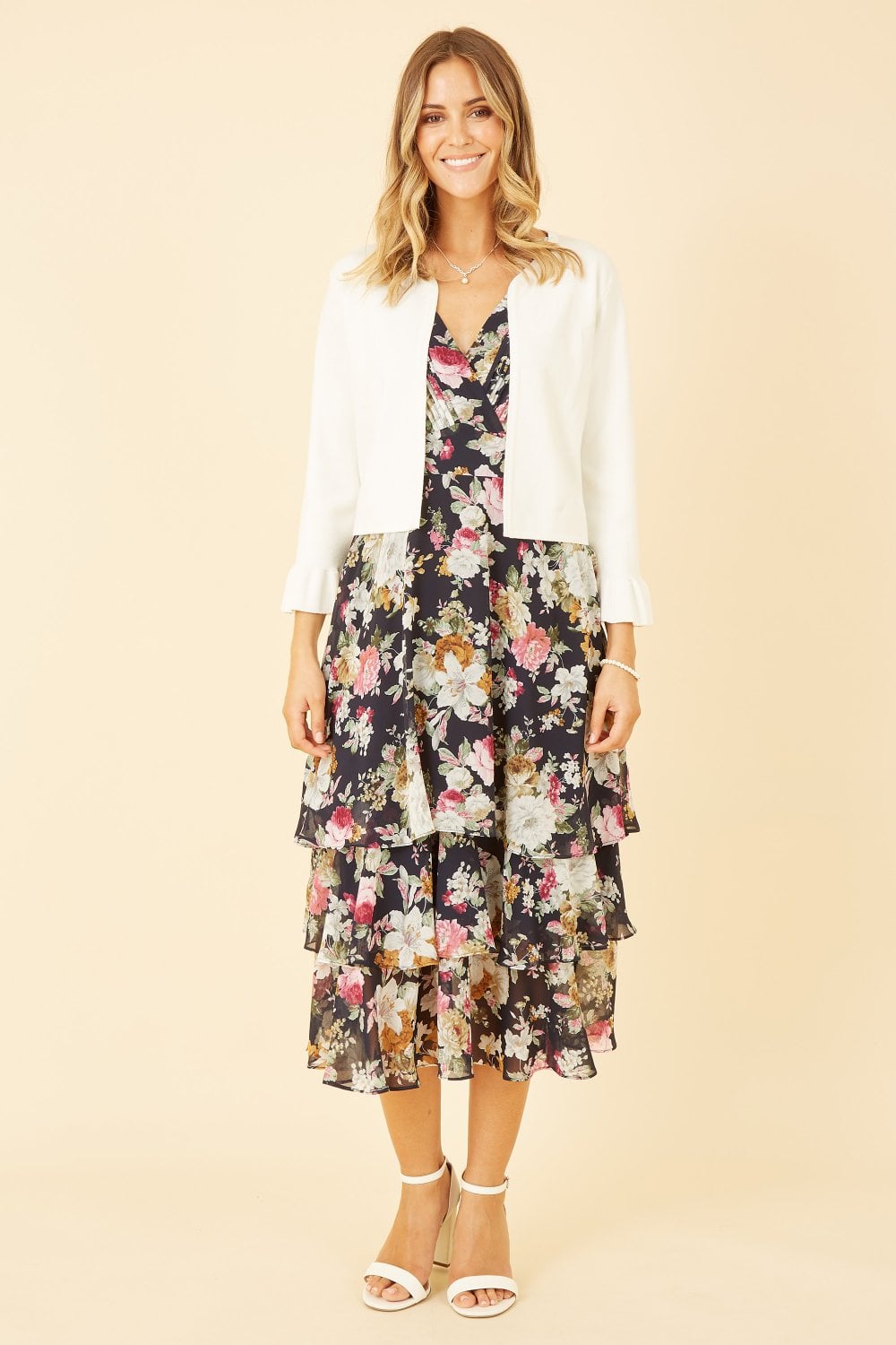 Gilet court Yumi ivoire avec manches cloche